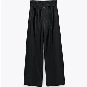 NWT Zara black faux leather wide leg pants (S)